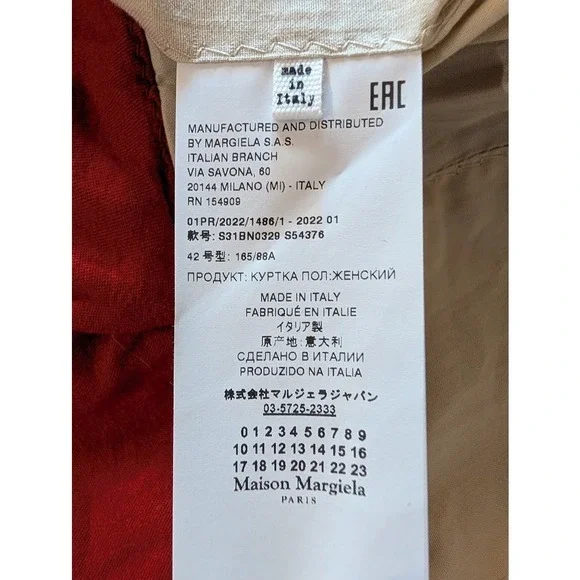 Maison Margiela Red Cotton Peplum Double Breasted Blazer Jacket Made in Italy 42 Blazers & Suit Jackets